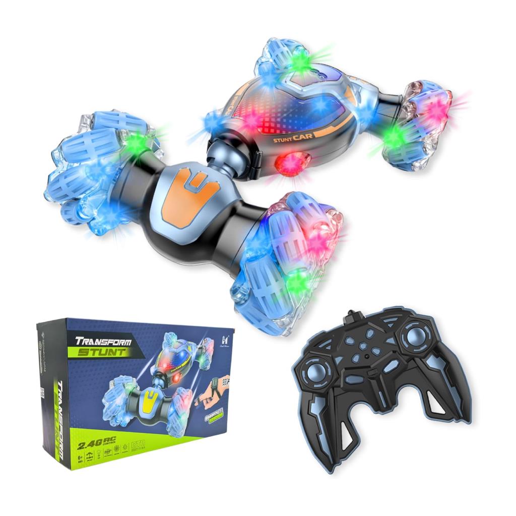 سيارة ريموت بهلوانية بتحويل الهيكل – دوران 360° وعجلات مضيئة متعددة الألوان